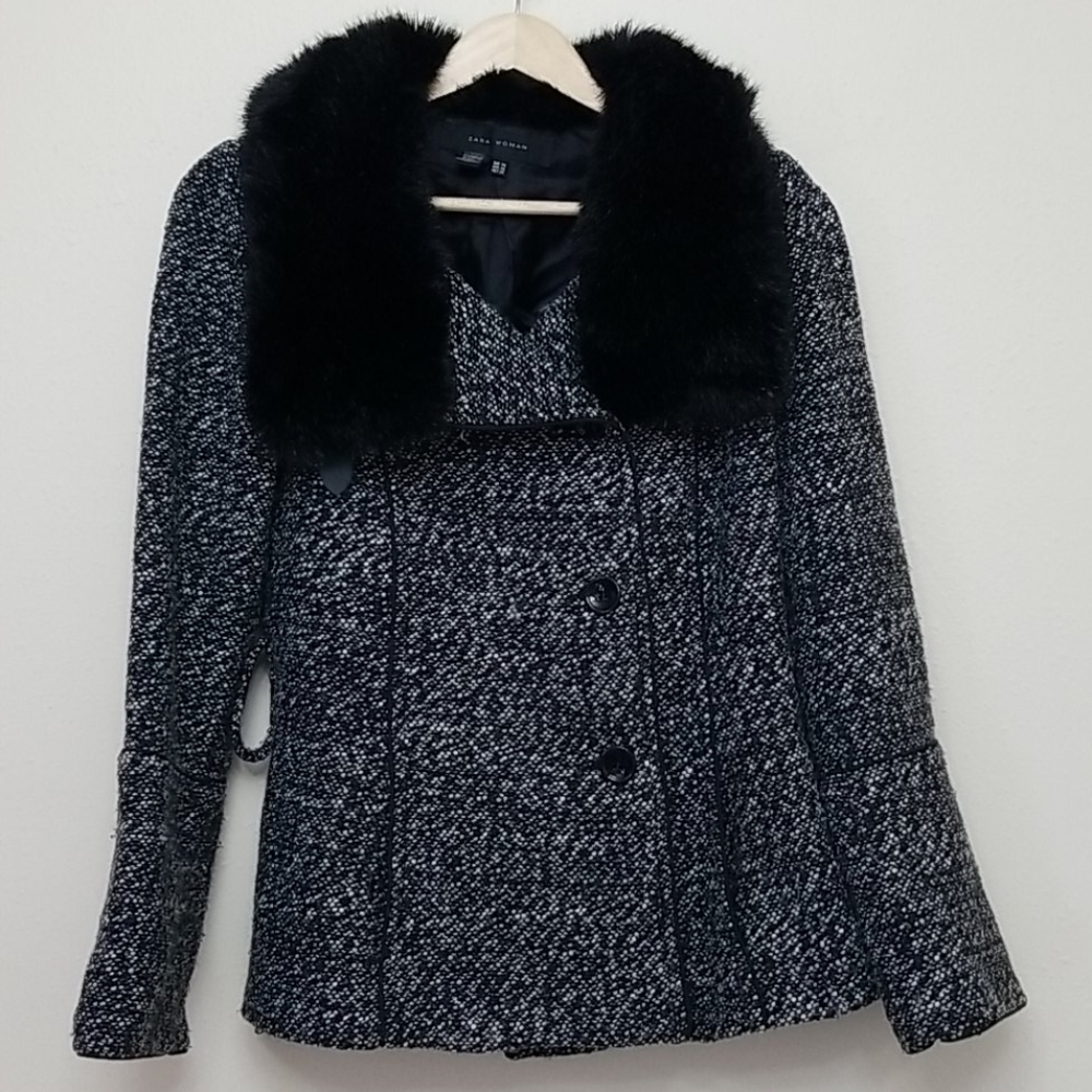 Zara Wool Blend Pea Coat Size Medium